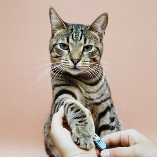 A cat having its claws clipped